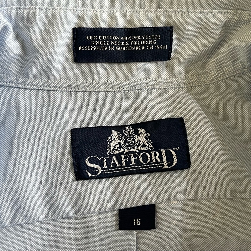 Stafford Short Sleeve Light Blue Shirt Men’s Size 16 - Picture 6 of 6